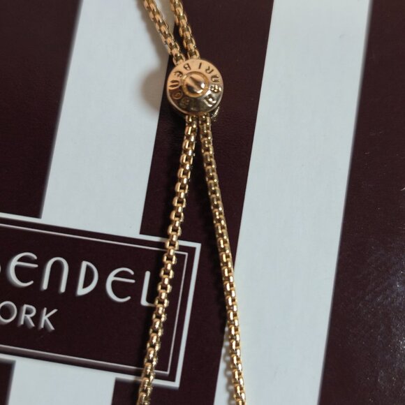 Henry Bendel Gold Tone Lariat Necklace w/ Crystal Pendant | Adjustable - Picture 10 of 10